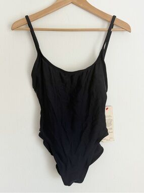 Vtg 80s Anne Cole Neiman Marcus One Piece Swimsuit Black Back Bow High Cut 6 NWT